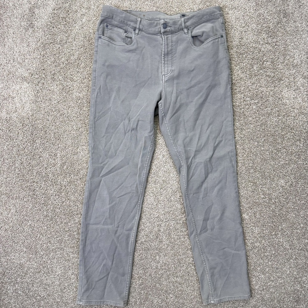 Faherty Brand Pants Mens 34x32 5-Pocket Grey Stretch Golf Active Wear EUC
